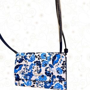 NWOT KATE SPADE Blossom Flower Clutch Or Crossbody Bag Floral Blue Multi Spring